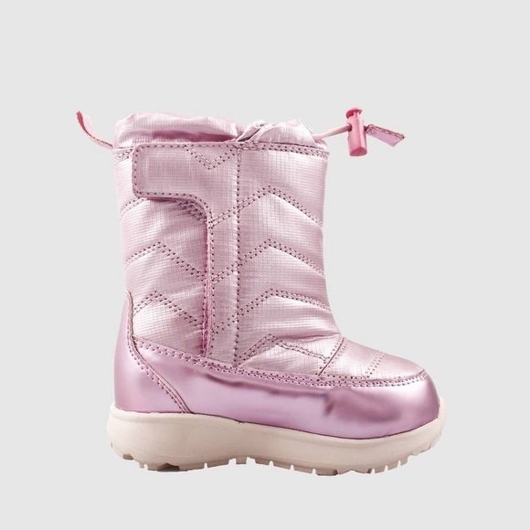 Girls Snow Boot Pink Metallic Winter Cozy Shoe NEW - Picture 2 of 6